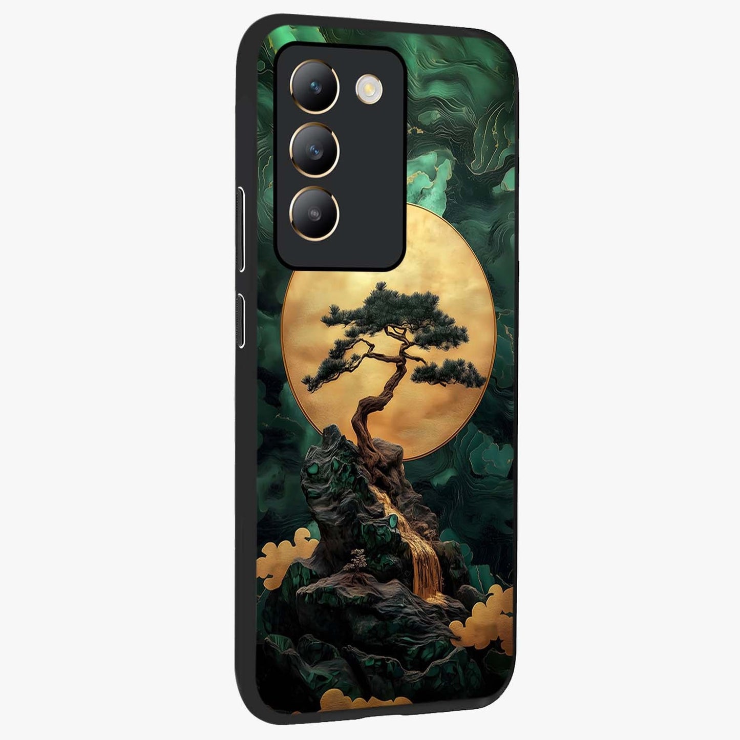 Zen Moon Rise Glass Case upright view showcasing serene moon artwork with tranquil night theme.