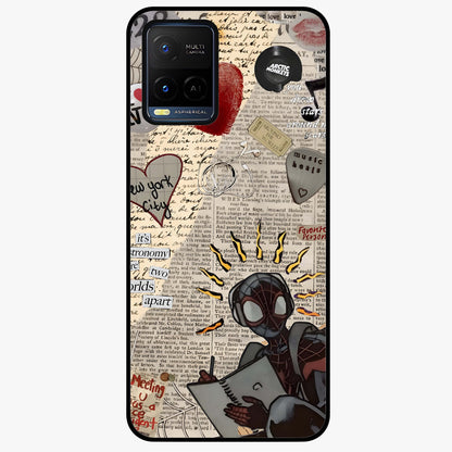 City Dream Sketch Glass Case showing flat back view with artistic city skyline sketch artwork and glossy glass finish.