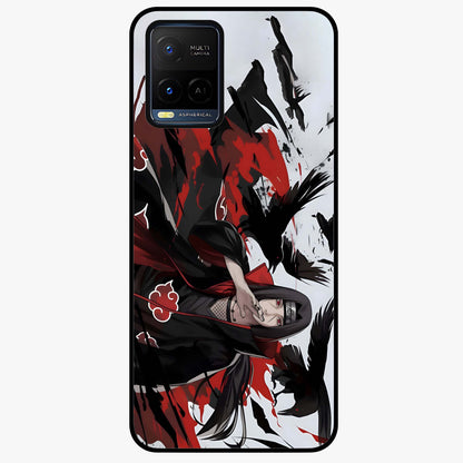 Crimson Crow Illusion Glass Case showing flat back view with artistic crow illusion artwork and glossy glass finish.