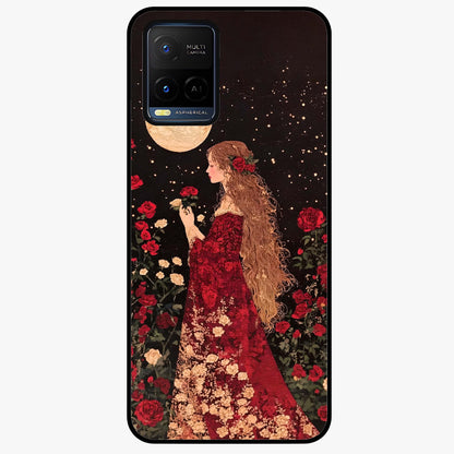 Crimson Dreams Glass Case showing flat back view with dreamy crimson artwork and glossy glass finish.