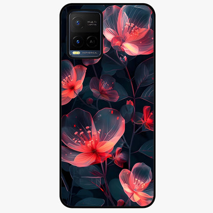 Dark Shade of Flower Glass Case showing flat back view with elegant dark floral artwork and glossy glass finish.