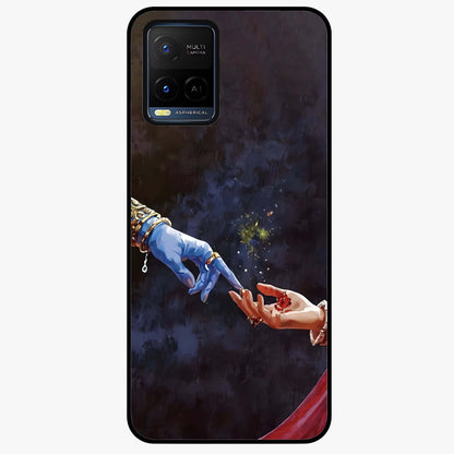 Divine Touch Eternal Glass Case showing flat back view with spiritual themed artwork and glossy glass finish.