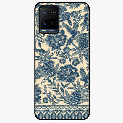Heirloom Wild Bloom Glass Case showing flat back view with vintage inspired wild flower artwork and glossy glass finish.