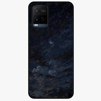 Lunar Veil Silence Glass Case showing flat back view with mystical moon veil artwork and glossy glass finish.