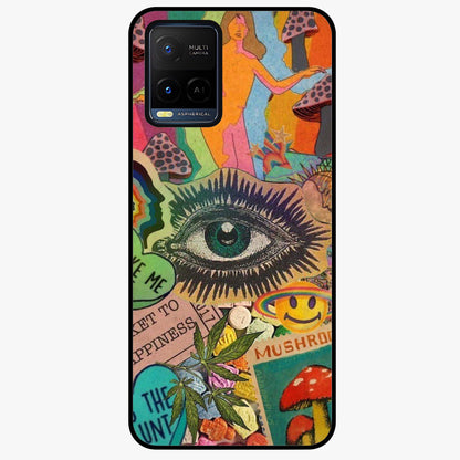 Mystic Eye Wonderland Glass Case showing flat back view with mystical eye themed artwork and glossy glass finish.