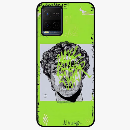 Neo Graffiti Rebellion Glass Case showing flat back view with vibrant graffiti artwork and glossy glass finish.