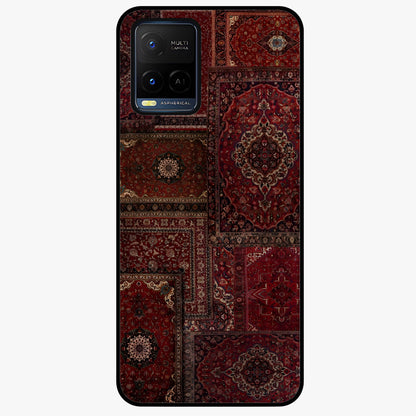 Persian Velvet Tale Glass Case showing flat back view with luxurious Persian velvet pattern artwork and glossy glass finish.