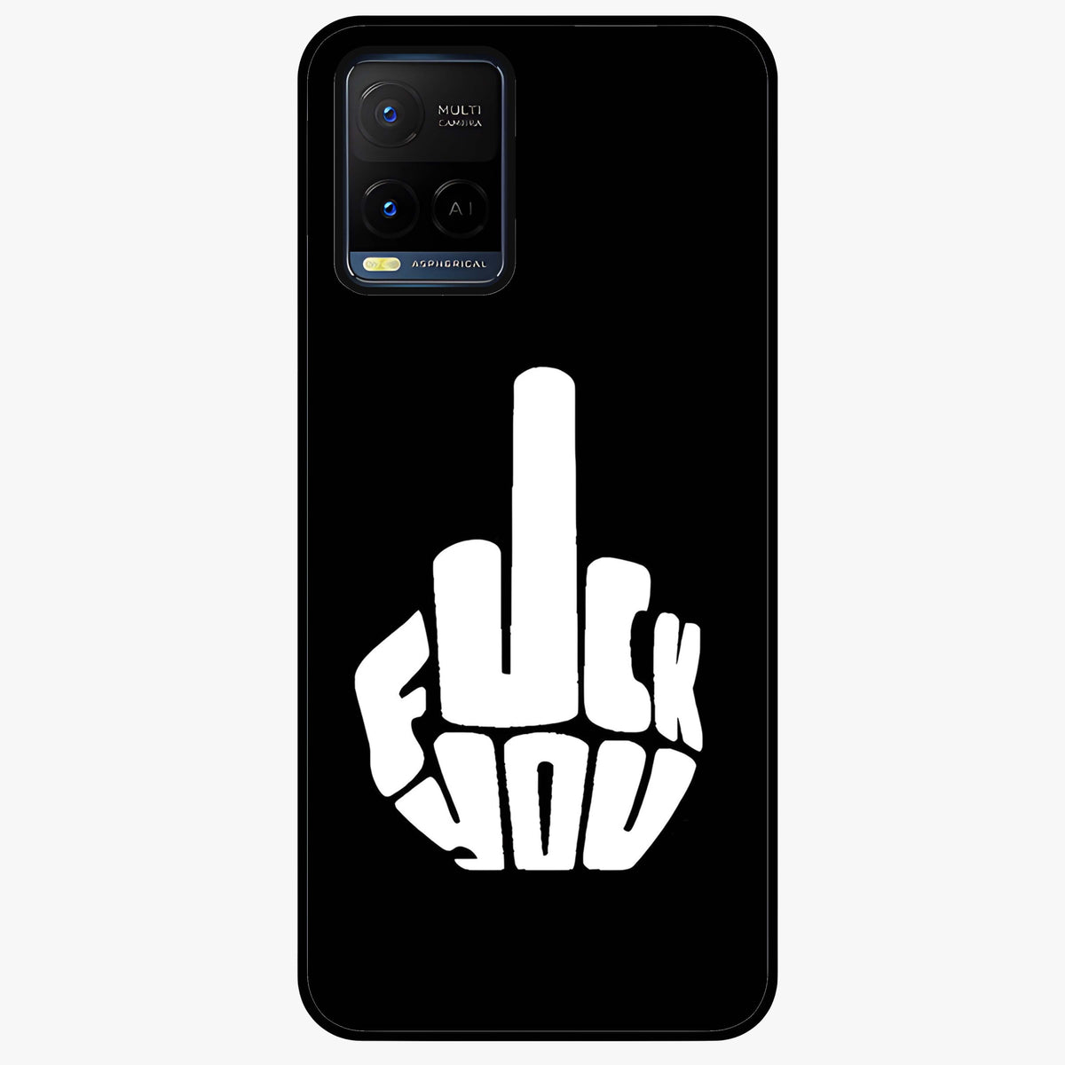 Rebel Mode On Glass Case showing flat back view with bold rebellious typography artwork and glossy glass finish.