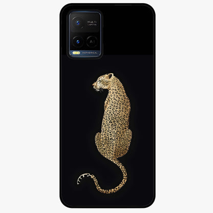 Regal Leopard Glass Case showing flat back view with bold leopard artwork and glossy glass finish.