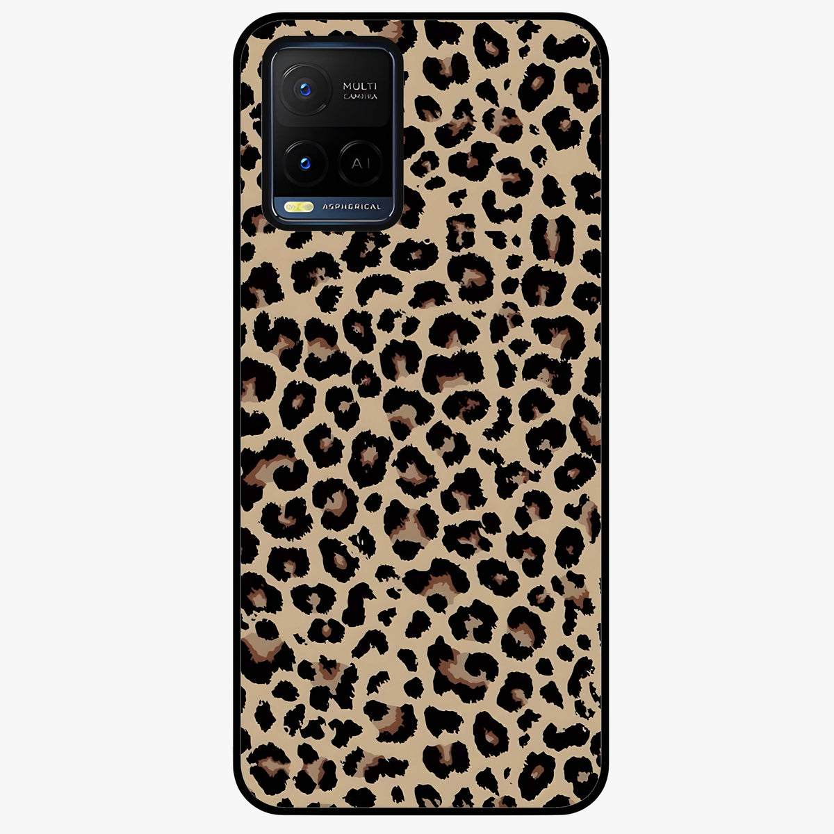 Savage Chic Pattern Glass Case showing flat back view with stylish patterned artwork and glossy glass finish.