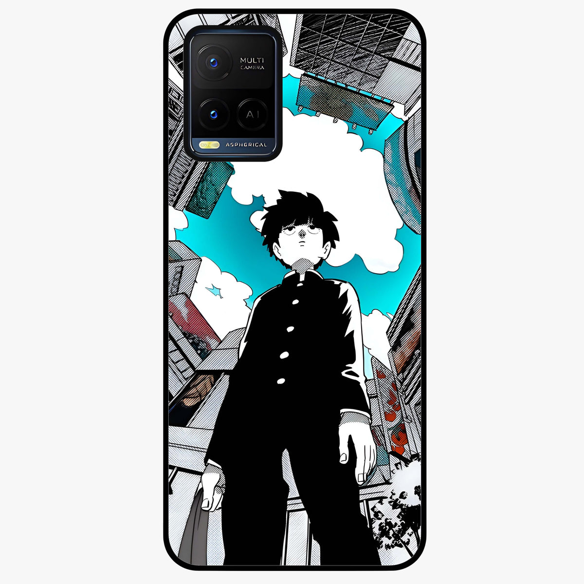 Silent Psychic Awakening Glass Case showing flat back view with mystical psychic themed artwork and glossy glass finish.