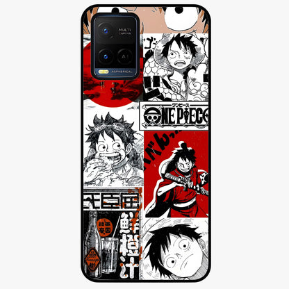 Strawhat Chaos Panels Glass Case showing flat back view with anime inspired chaos panel artwork and glossy glass finish.