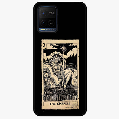 The Empress Glass Case showing flat back view with regal feminine artwork and glossy glass finish.