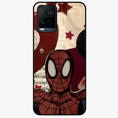 Web Warrior Vibes Glass Case showing flat back view with superhero inspired web themed artwork and glossy glass finish.