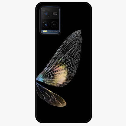 Whispers Of Wings Glass Case showing flat back view with graceful wing inspired artwork and glossy glass finish.