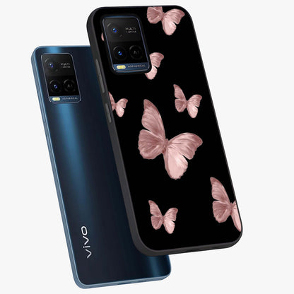 Butterfly Pattern Glass Case displayed in angled mockup highlighting delicate butterfly design and aesthetic pattern style.