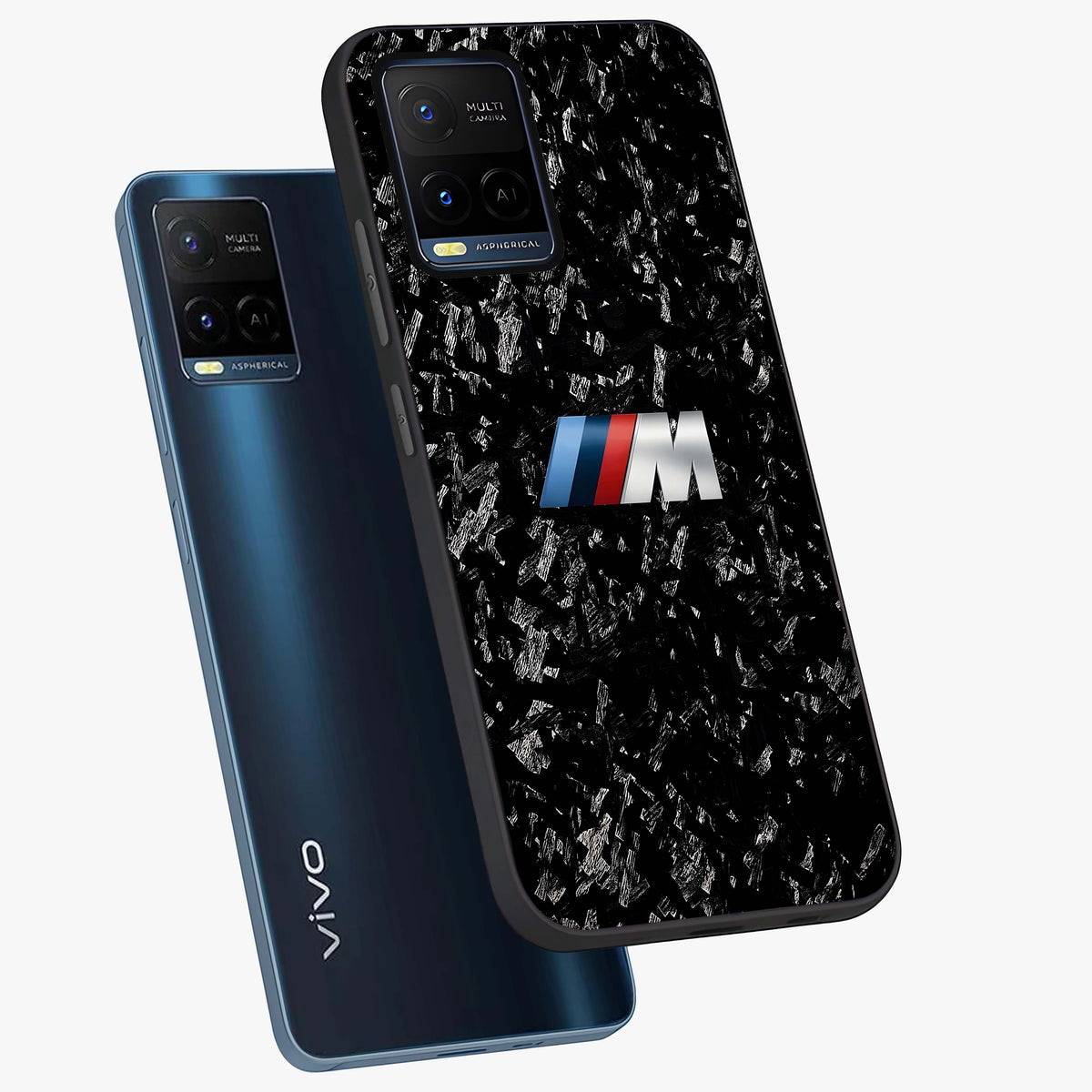 Carbon Speed Mark Glass Case displayed in angled mockup highlighting racing inspired carbon design and sleek aesthetic style.