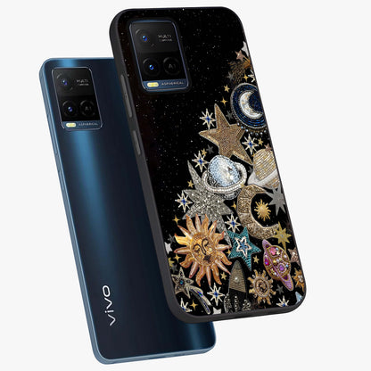 Cosmic Sparkle Dreams Glass Case displayed in angled mockup highlighting dreamy star sparkle design with celestial aesthetic.
