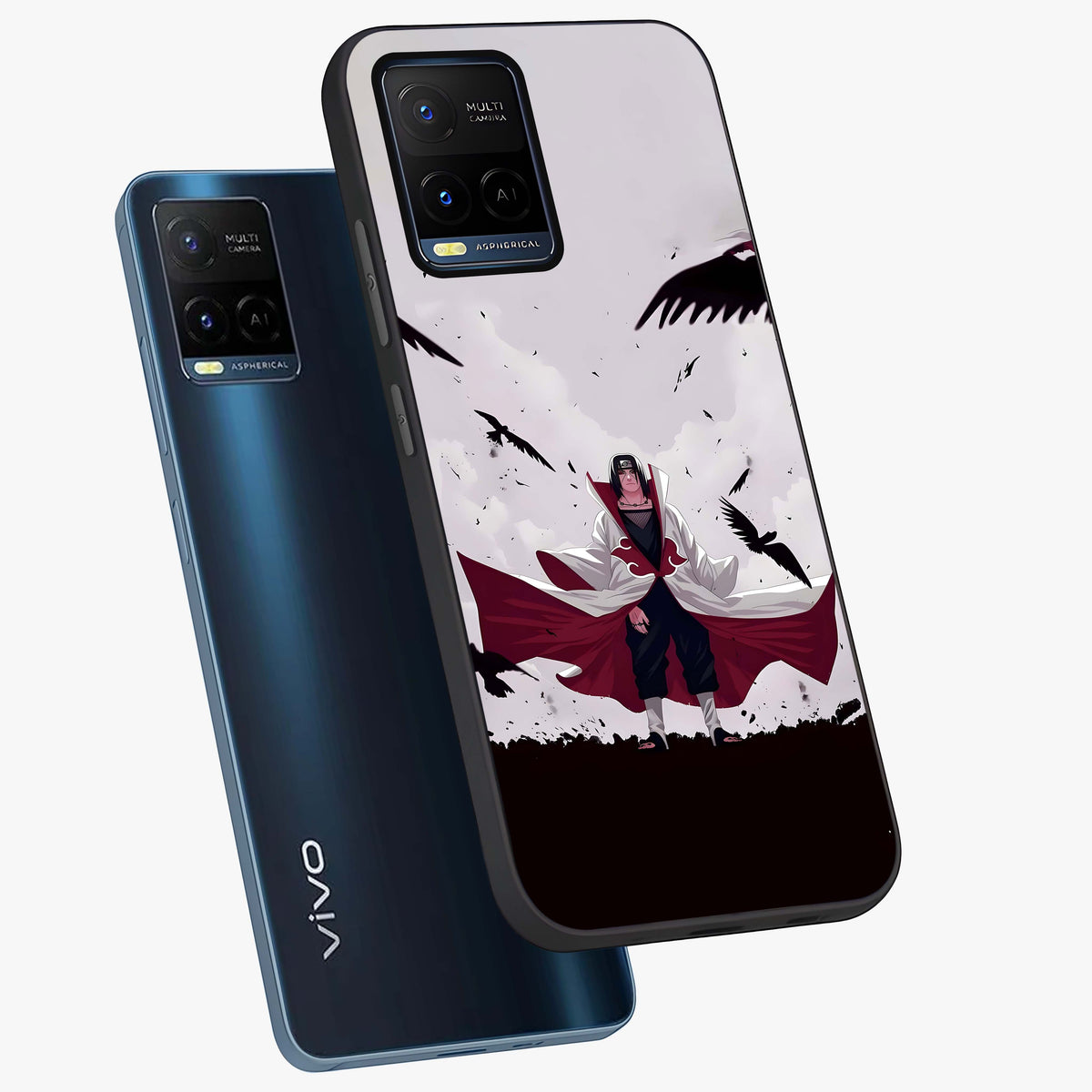 Crimson Crow Ascension Glass Case displayed in angled mockup highlighting powerful crow illustration with dark crimson aesthetic.