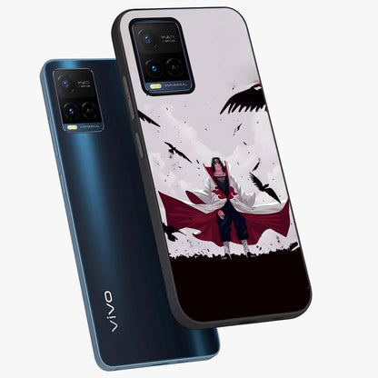 Crimson Crow Ascension Glass Case displayed in angled mockup highlighting powerful crow illustration with dark crimson aesthetic.