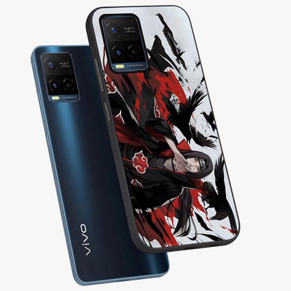 Crimson Crow Illusion Glass Case displayed in angled mockup highlighting mysterious crow graphic with dark aesthetic style.
