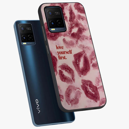 Crimson Kiss Love Glass Case displayed in angled mockup highlighting bold love inspired design with modern aesthetic style.