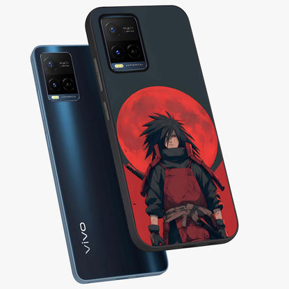 Crimson Moon Warlord Glass Case displayed in angled mockup highlighting dramatic crimson moon design with fantasy aesthetic.