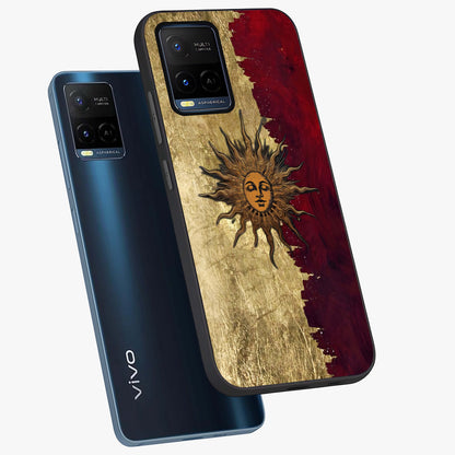 Crimson Sun Majesty Glass Case displayed in angled mockup highlighting majestic crimson sun design with bold aesthetic style.