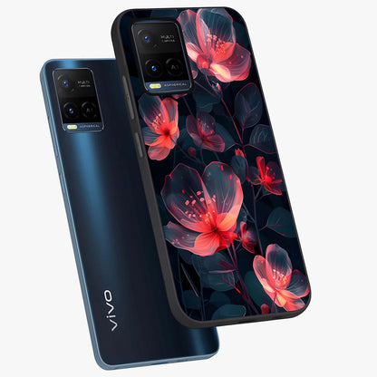 Dark Shade of Flower Glass Case displayed in angled mockup highlighting moody floral illustration with aesthetic dark tones.