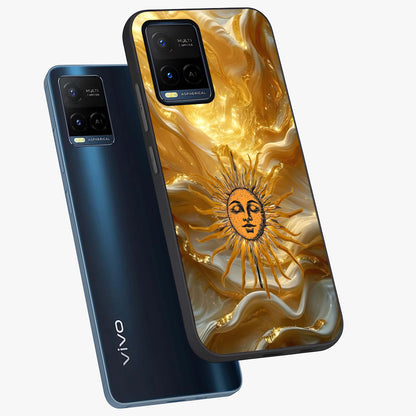 Eternal Golden Glow Glass Case displayed in angled mockup highlighting glowing golden aesthetic design with elegant style.