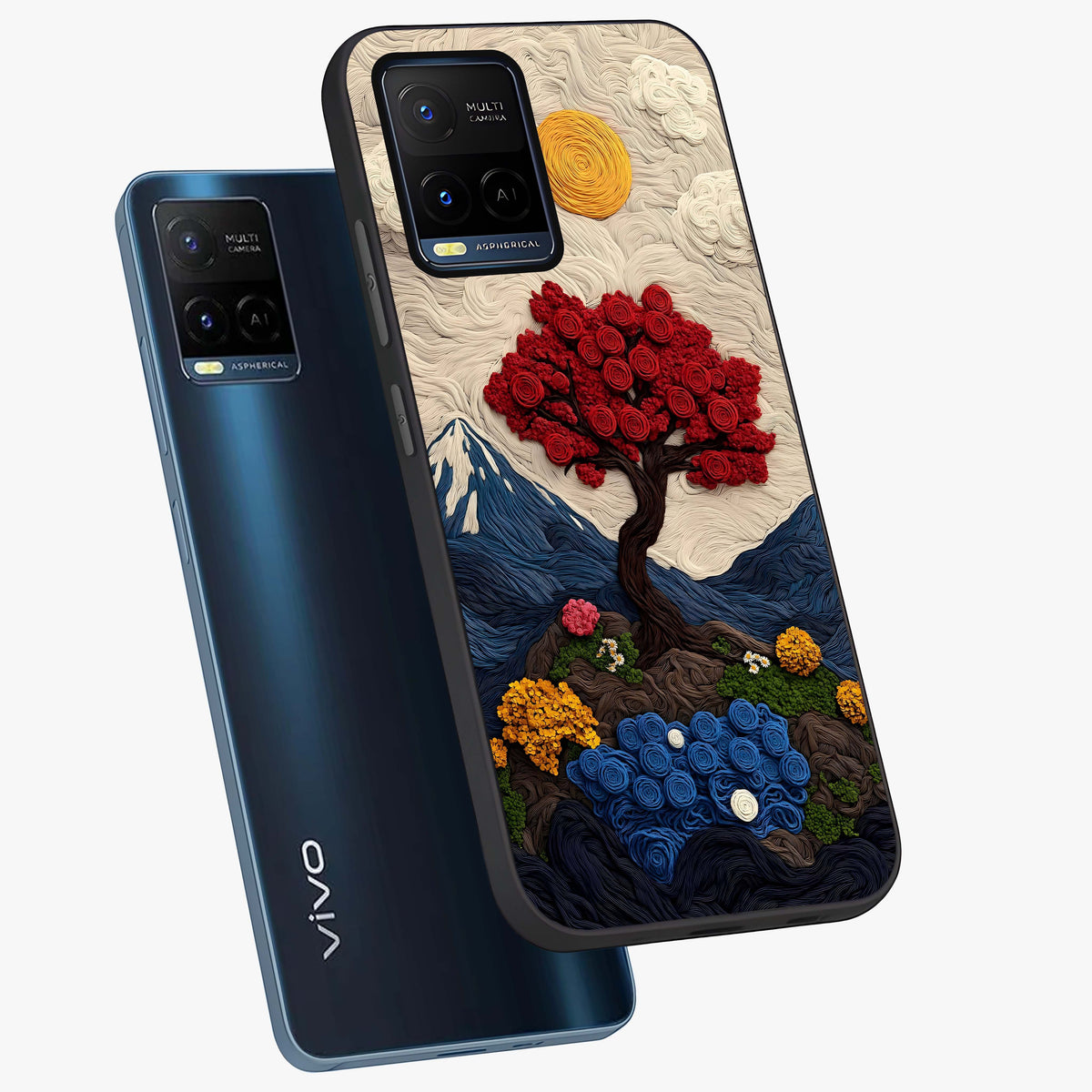 Eternal Nature Tapestry Glass Case displayed in angled mockup highlighting detailed botanical pattern with artistic aesthetic.