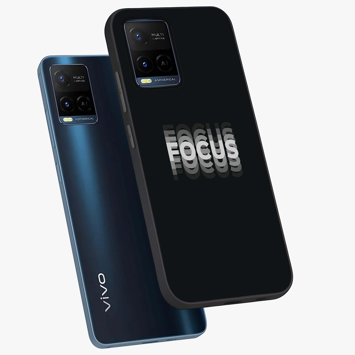 Focus Mode On Glass Case displayed in angled mockup highlighting clean minimal text artwork with modern aesthetic style.