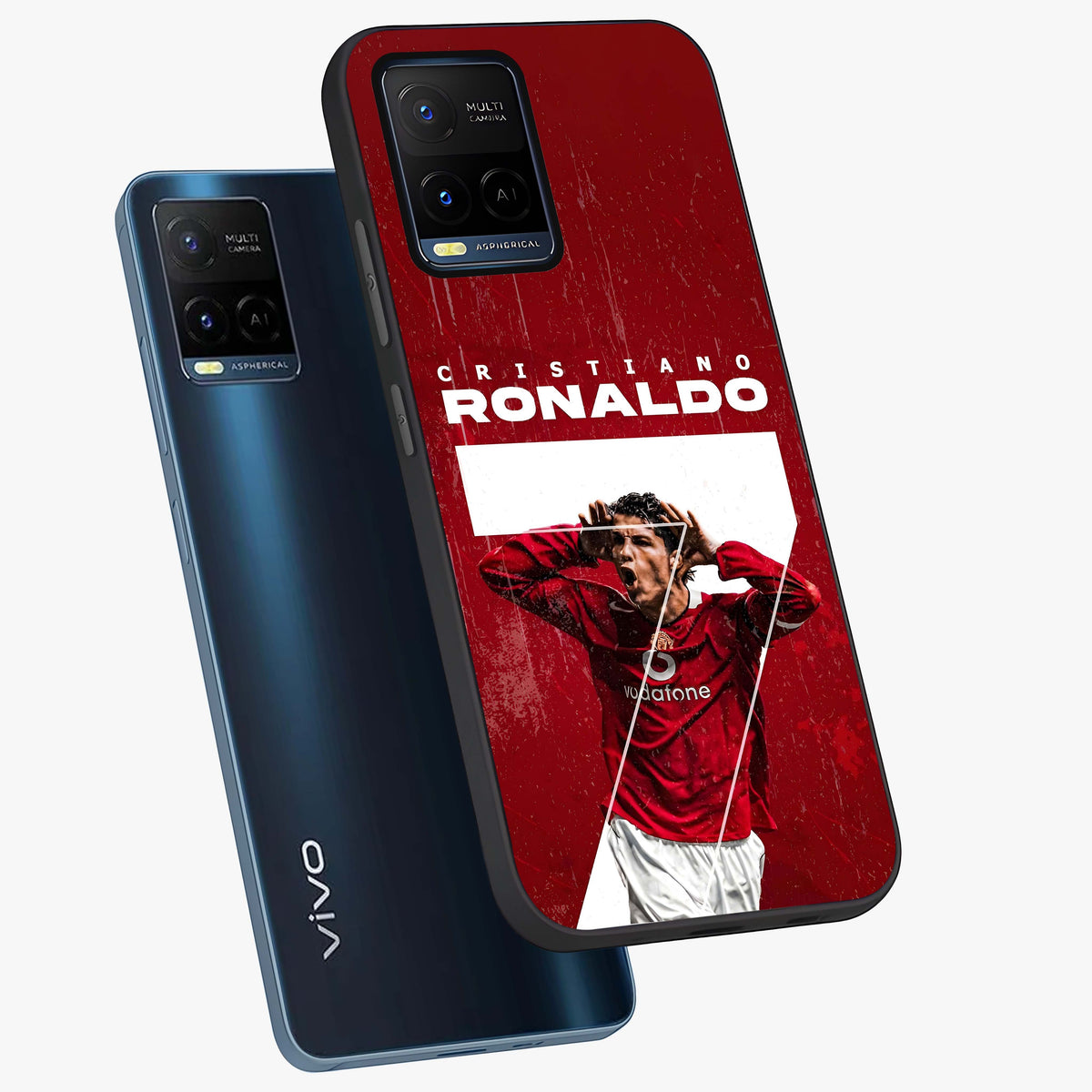 Goal Celebration Legacy Glass Case displayed in angled mockup highlighting energetic sports celebration design with bold athletic theme.