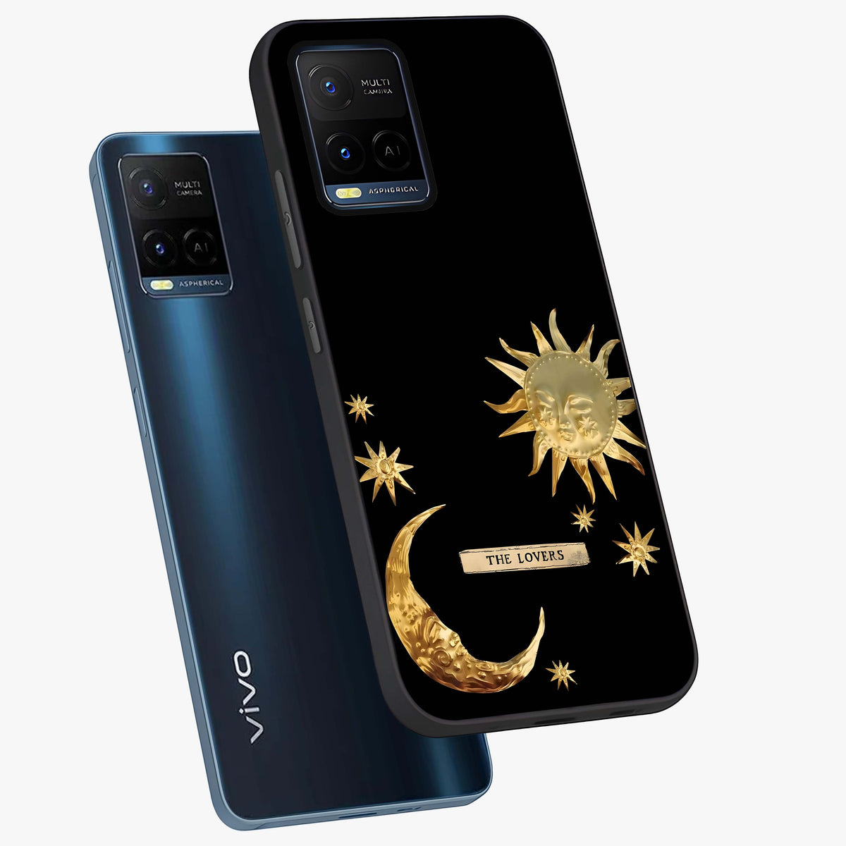 Gold Sun Blush Glass Case displayed in angled mockup highlighting radiant sun design with warm golden aesthetic.