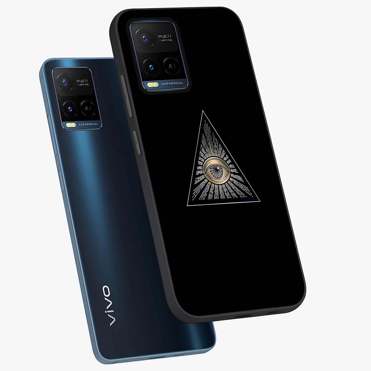 Illuminati Evil Glass Case displayed in angled mockup highlighting dark occult inspired design with bold aesthetic style.