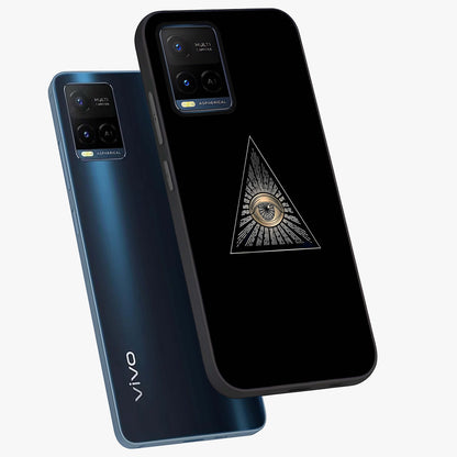 Illuminati Evil Glass Case displayed in angled mockup highlighting dark occult inspired design with bold aesthetic style.