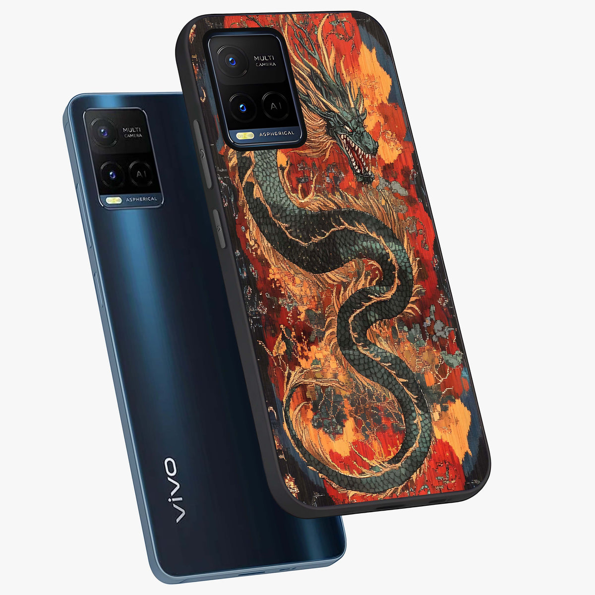 Inferno Dragon Soul Glass Case displayed in angled mockup highlighting powerful dragon illustration with inferno aesthetic.