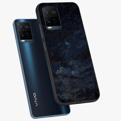 Lunar Veil Silence Glass Case displayed in angled mockup highlighting soft lunar design with peaceful celestial aesthetic.