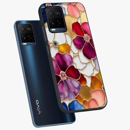 Marble Flower Pattern Glass Case displayed in angled mockup highlighting elegant marble floral design with modern aesthetic.