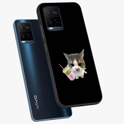 Matcha Cat Style Glass Case displayed in angled mockup highlighting playful feline design with pastel matcha aesthetic.