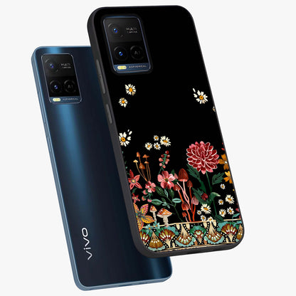 Midnight Bloom Pattern Glass Case displayed in angled mockup highlighting elegant flower design with midnight aesthetic style.