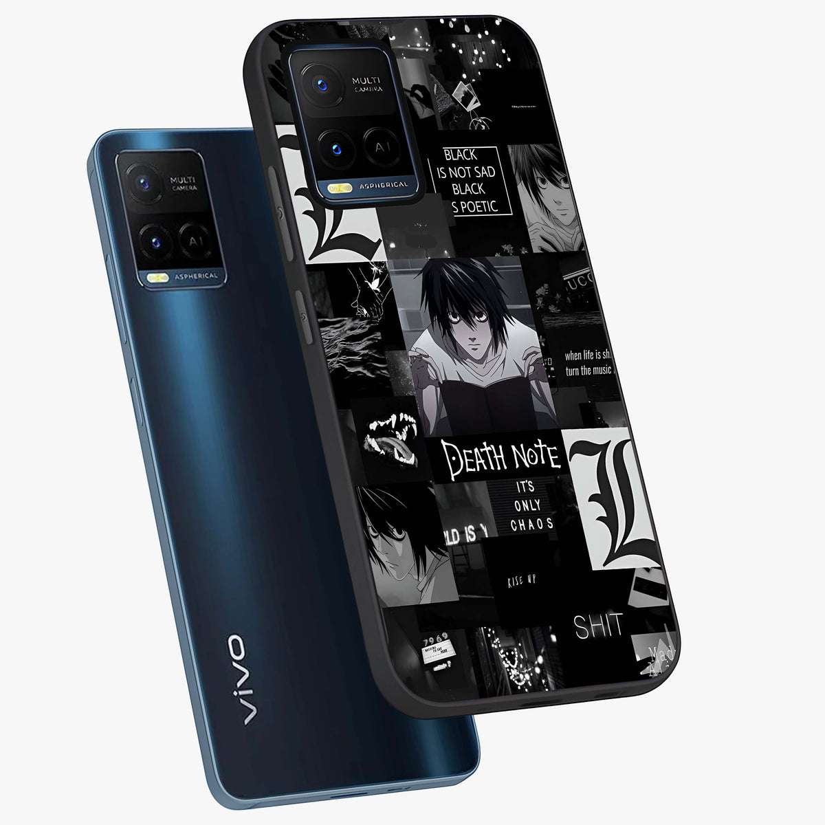 Midnight Chaos Mind Glass Case displayed in angled mockup highlighting chaotic artistic design with dramatic midnight aesthetic.