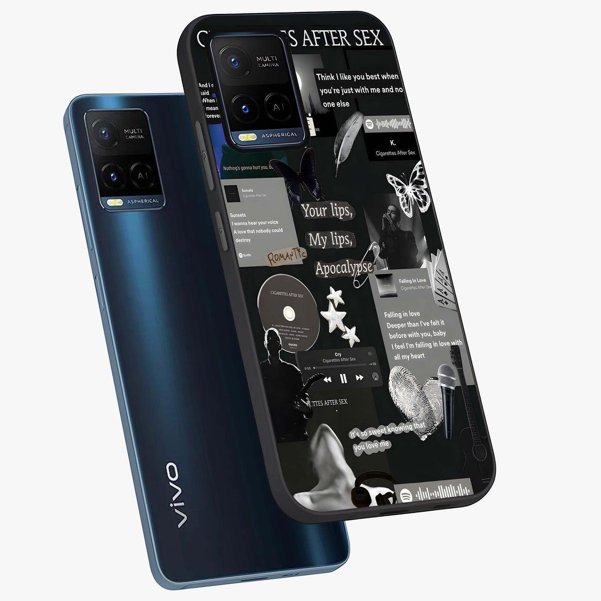 Midnight Love Echo Glass Case displayed in angled mockup highlighting elegant love inspired design with deep aesthetic style.