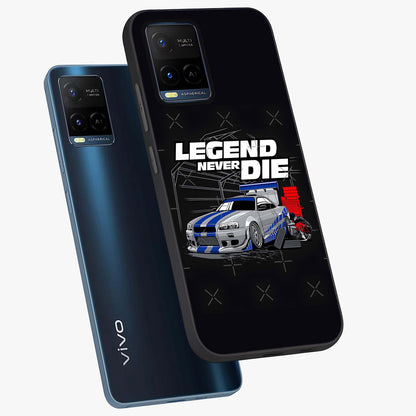 Midnight Racing Legacy Glass Case displayed in angled mockup highlighting dynamic automotive design with bold midnight aesthetic.