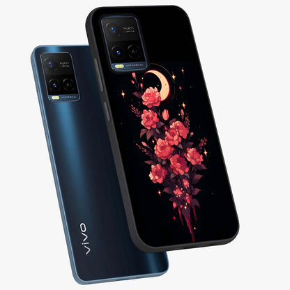 Moonlit Floral Elegance Glass Case displayed in angled mockup highlighting graceful flower design with soft moonlight aesthetic.
