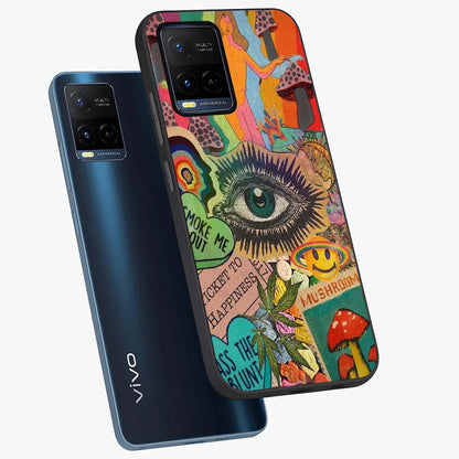 Mystic Eye Wonderland Glass Case displayed in angled mockup highlighting magical eye illustration with dreamy aesthetic.