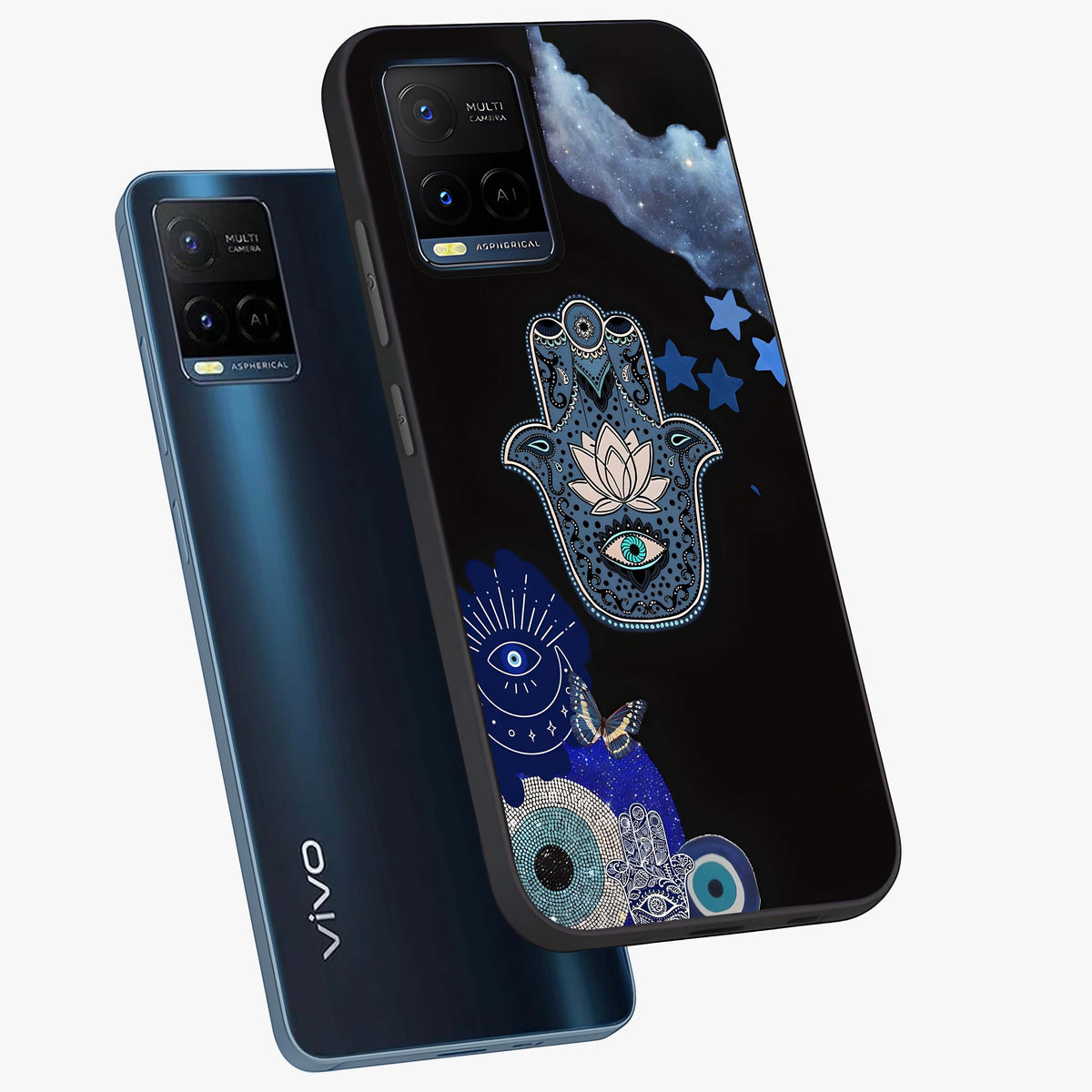 Mystic Hand Aura Glass Case displayed in angled mockup highlighting magical aura design with spiritual aesthetic style.