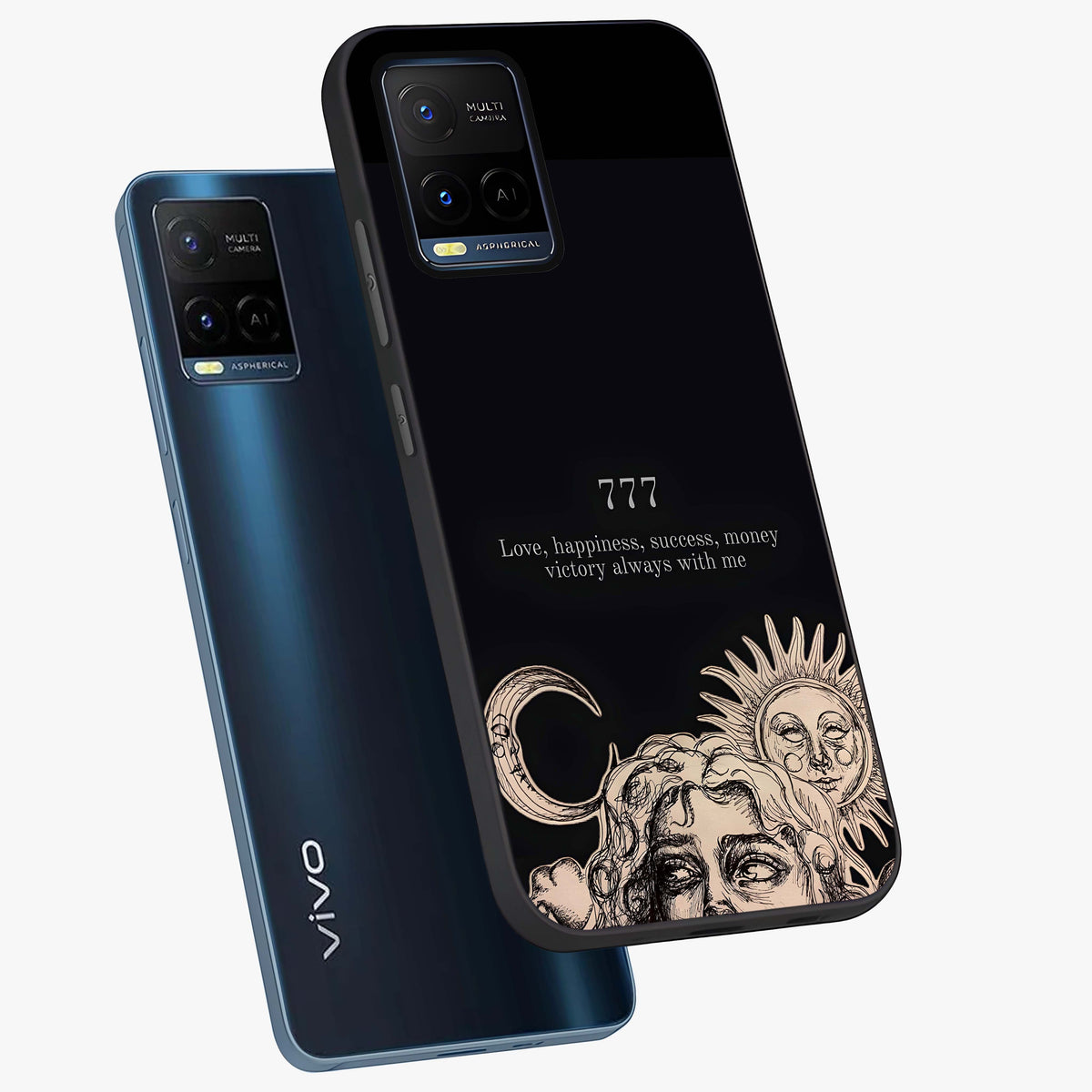 Mystic Victory Aura Glass Case displayed in angled mockup highlighting energetic aura design with bold mystical aesthetic.