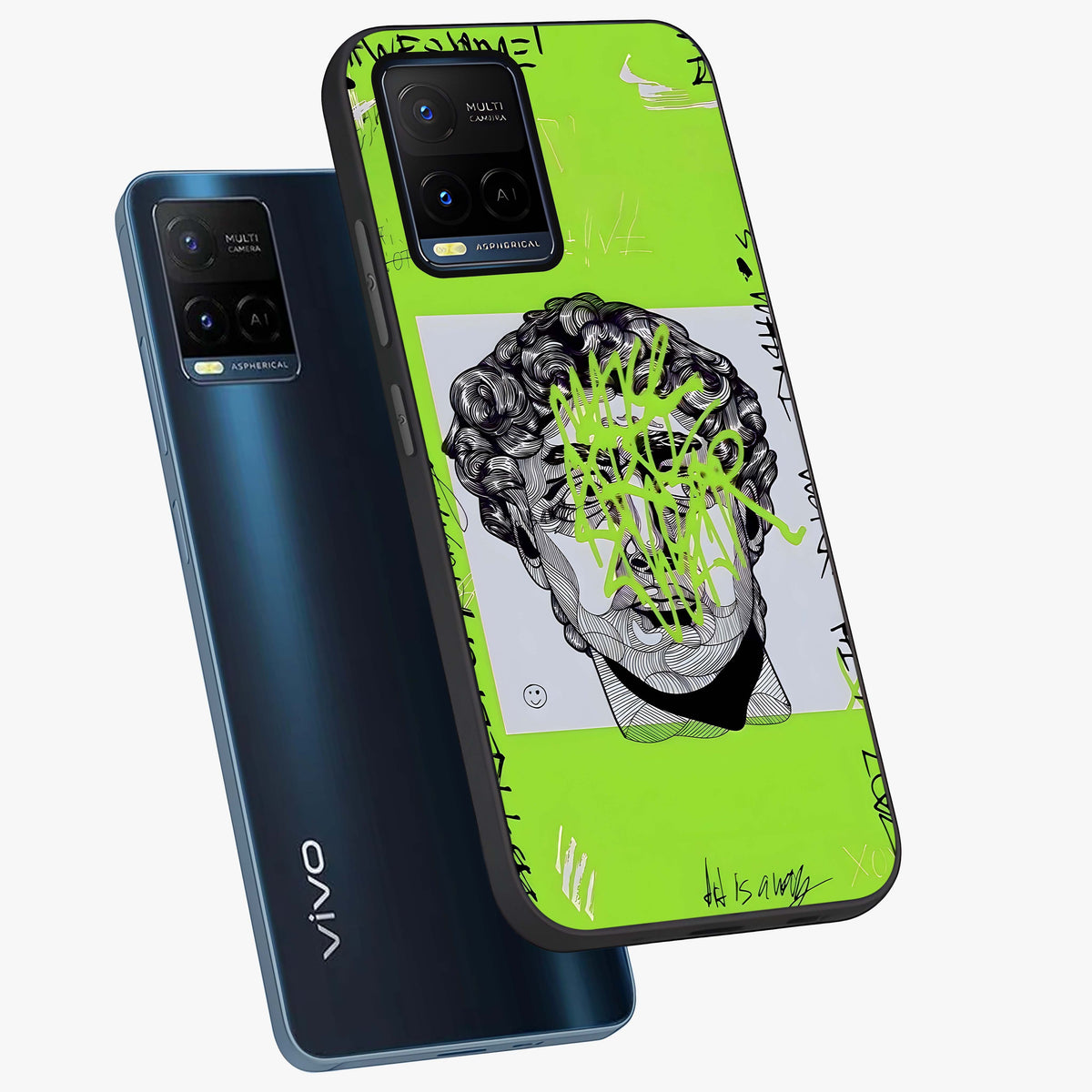 Neo Graffiti Rebellion Glass Case displayed in angled mockup highlighting urban street art design with rebellious aesthetic.