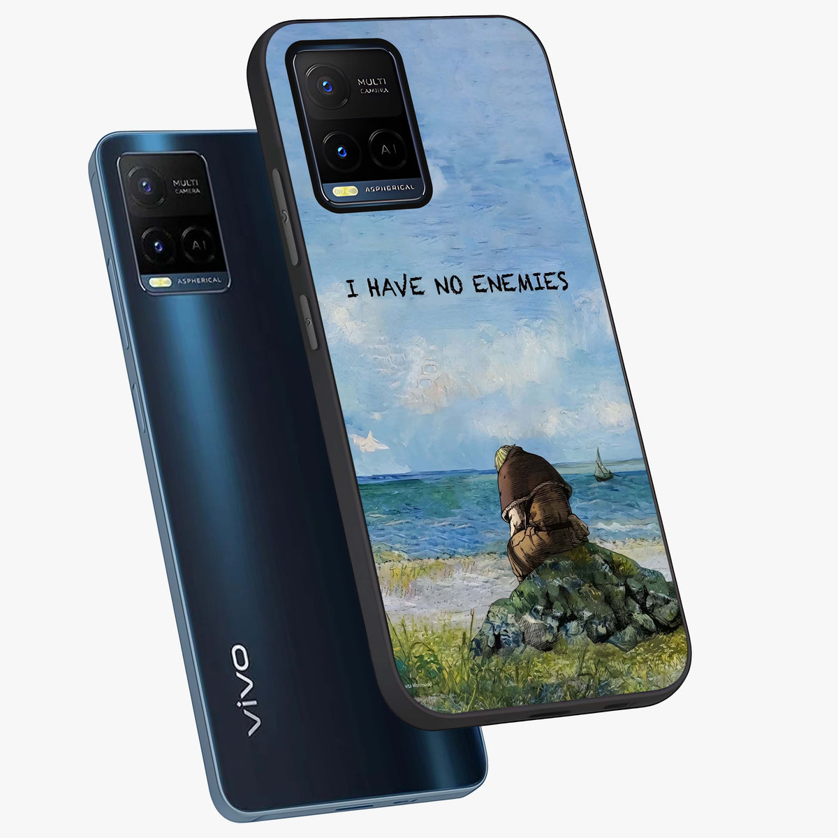 Peace Beyond War Glass Case displayed in angled mockup highlighting meaningful message design with artistic aesthetic style.